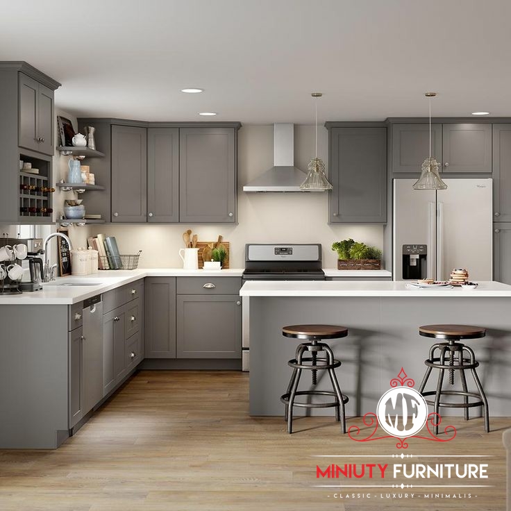 desain kitchen set minimalis duco abu | Miniuty Furniture